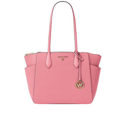Michael Kors Women's Marilyn Medium Saffiano Leather Tote Bag Carnation/Gold