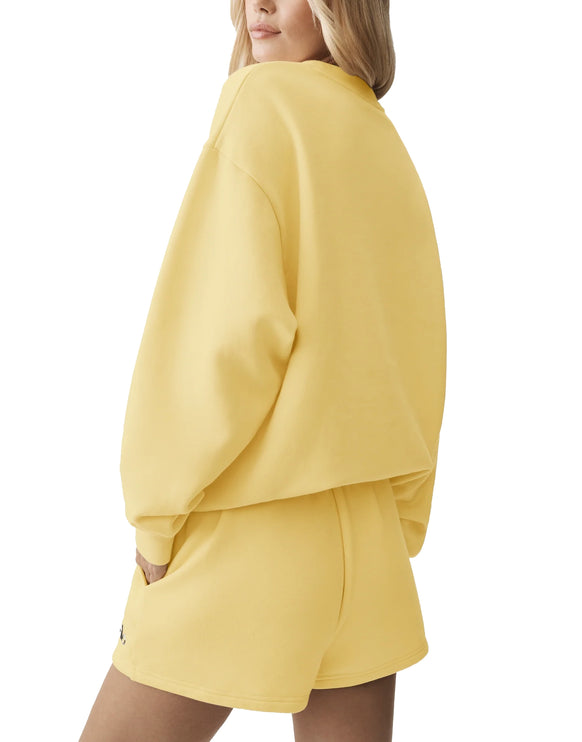 alo Women's Accolade Crew Neck Pullover Warm Butter