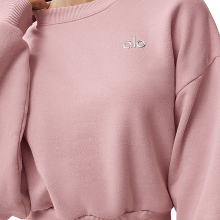 alo Women's Cropped Accolade Crewneck Vintage Pink