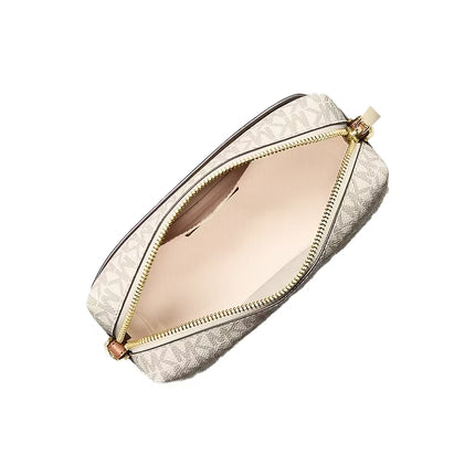 Michael Kors Women's Bryant Small Signature Logo Crossbody Bag Vanilla/Acorn/Gold