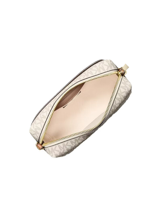 Michael Kors Women's Bryant Small Signature Logo Crossbody Bag Vanilla/Acorn/Gold