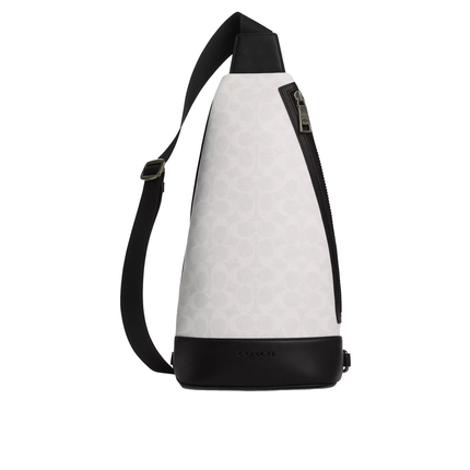 Coach Unisex Dominic Sling Pack In Signature Canvas Gunmetal/Chalk/Black