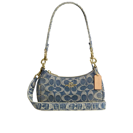 Coach Women's Teri Mini Crossbody Bag In Signature Regenerative Cotton Denim Gold/Denim