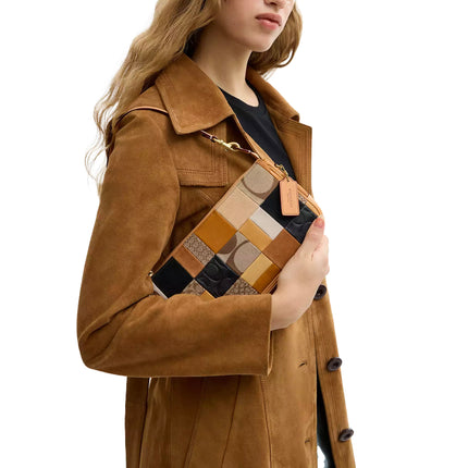 Coach Women's Plaza Bag 25 With Patchwork Brass/Brown Multi