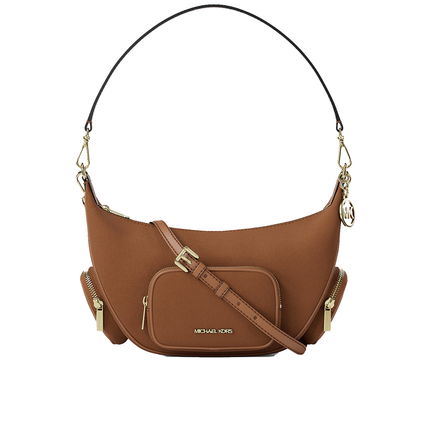 Michael Kors Women's Merritt Medium Suede Convertible Shoulder Bag Luggage/Gold