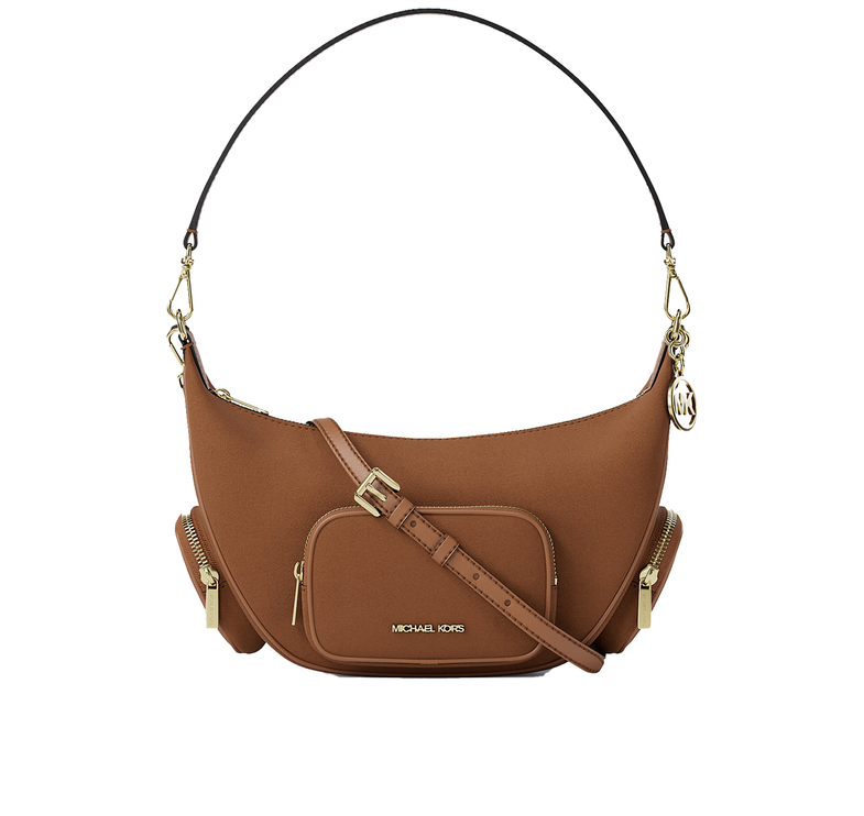 Michael Kors Women's Merritt Medium Suede Convertible Shoulder Bag Luggage/Gold