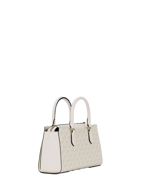 Michael Kors Women's Arden Small Signature Logo Messenger Bag Light Cream Multi
