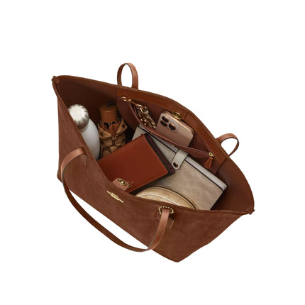 Coach Women's City Tote Bag Suede/Gold/Warm Brown