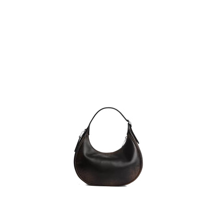 Coach Women's Emily Shoulder Bag In Loved Leather Silver/Black Brown