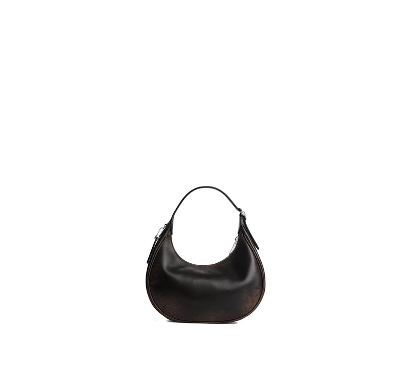 Coach Women's Emily Shoulder Bag In Loved Leather Silver/Black Brown
