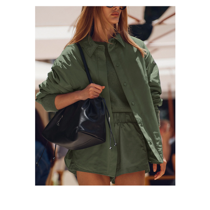 alo Women's Socialite Shacket Bamboo Green