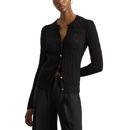 Polo Ralph Lauren Women's Cable-Knit Cotton-Blend Cardigan Black