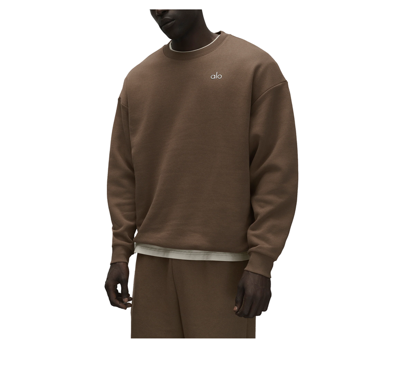 alo Men's Accolade Crew Neck Pullover Java Brown