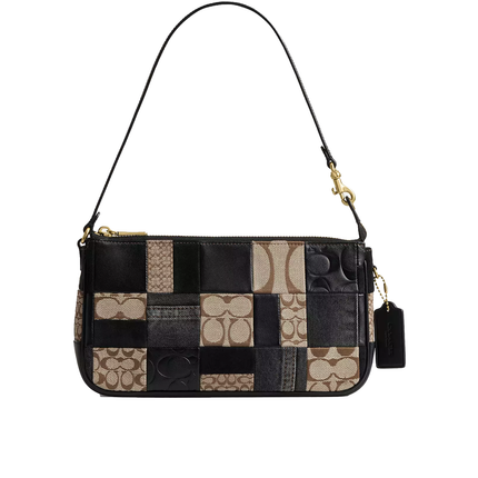 Coach Women's Plaza Bag 25 With Patchwork Brass/Black Multi