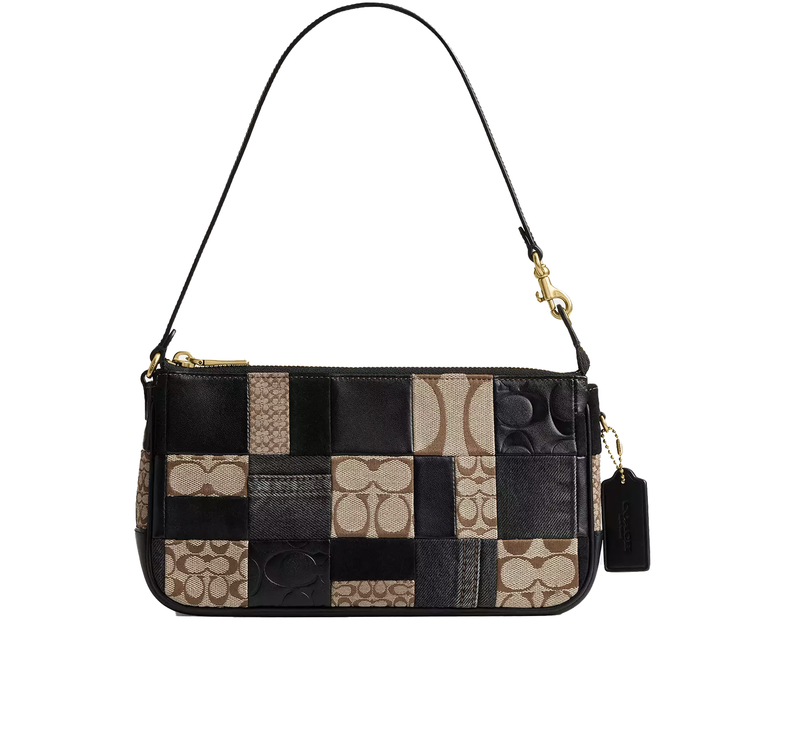 Coach Women's Plaza Bag 25 With Patchwork Brass/Black Multi