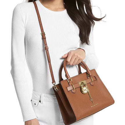 Michael Kors Women's Landon Small Leather Satchel Bag Luggage/Gold