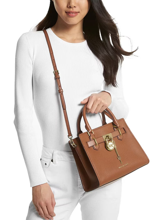 Michael Kors Women's Landon Small Leather Satchel Bag Luggage/Gold