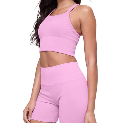 alo Women's Seamless Ribbed Favorite Bra Tank Candy Heart Pink