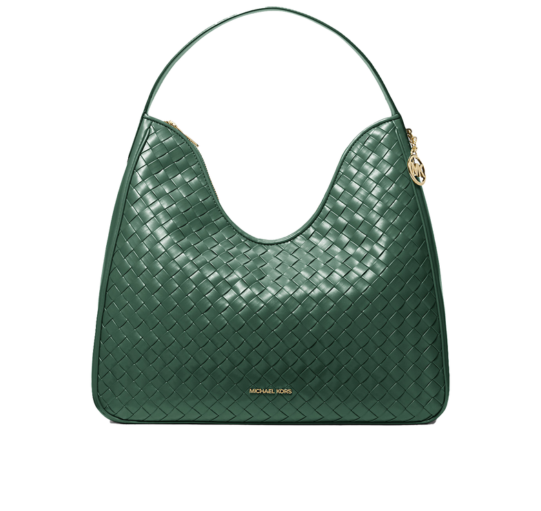 Michael Kors Women's Nayla Medium Woven Shoulder Bag Moss/Gold