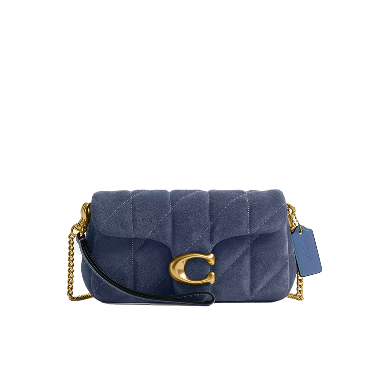 Coach Women's Tabby Chain Crossbody Bag 19 With Quilting Suede/Brass/Light Denim