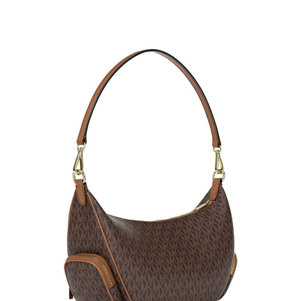 Michael Kors Women's Merritt Medium Signature Logo Convertible Shoulder Bag Brown/Gold