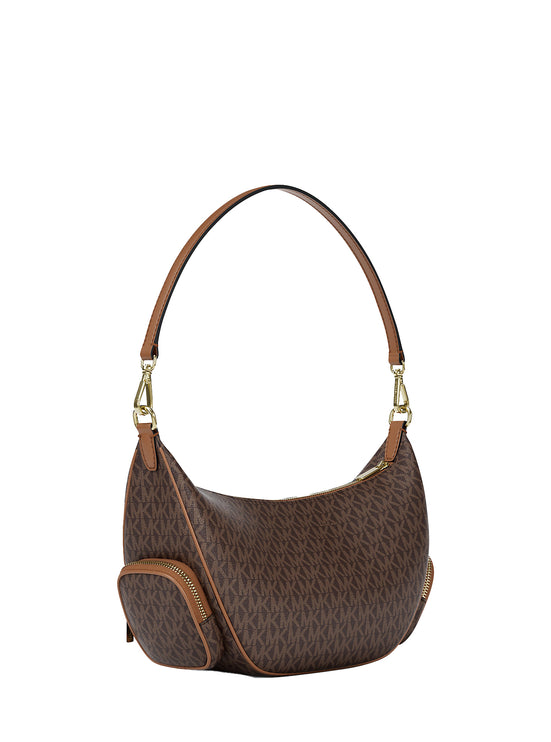 Michael Kors Women's Merritt Medium Signature Logo Convertible Shoulder Bag Brown/Gold