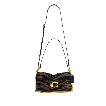 Coach Women's Tabby Shoulder Bag 26 With Beaded Tiger Brass/Black