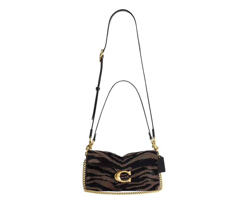 Coach Women's Tabby Shoulder Bag 26 With Beaded Tiger Brass/Black