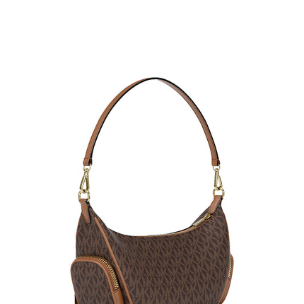 Michael Kors Women's Merritt Small Signature Logo Convertible Shoulder Bag Brown/Gold