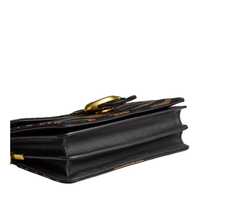 Coach Women's Tabby Shoulder Bag 26 With Beaded Tiger Brass/Black