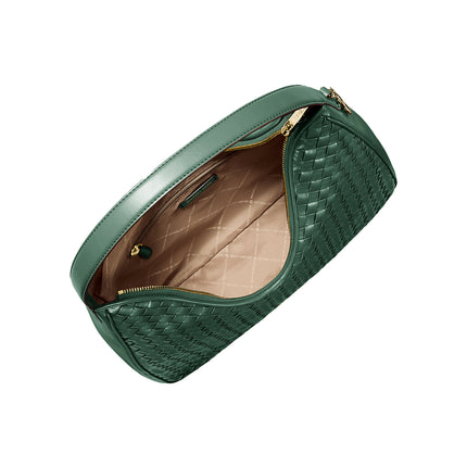 Michael Kors Women's Nayla Medium Woven Shoulder Bag Moss/Gold