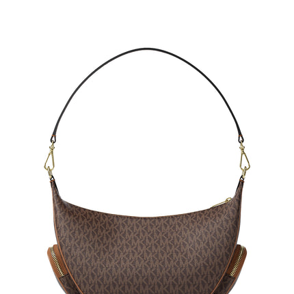 Michael Kors Women's Merritt Medium Signature Logo Convertible Shoulder Bag Brown/Gold