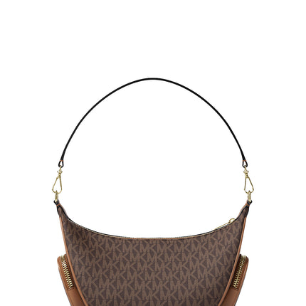 Michael Kors Women's Merritt Small Signature Logo Convertible Shoulder Bag Brown/Gold
