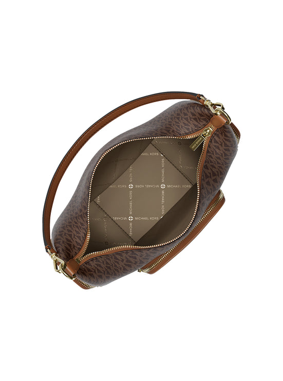 Michael Kors Women's Merritt Medium Signature Logo Convertible Shoulder Bag Brown/Gold