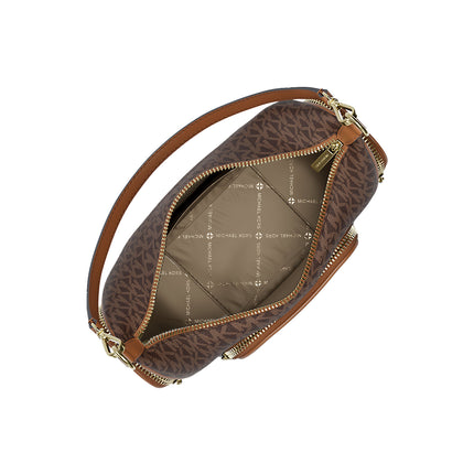 Michael Kors Women's Merritt Small Signature Logo Convertible Shoulder Bag Brown/Gold