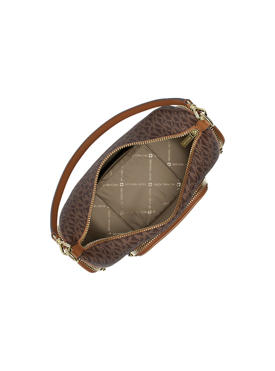 Michael Kors Women's Merritt Small Signature Logo Convertible Shoulder Bag Brown/Gold