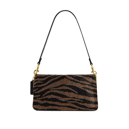Coach Women's Tabby Shoulder Bag 26 With Beaded Tiger Brass/Black