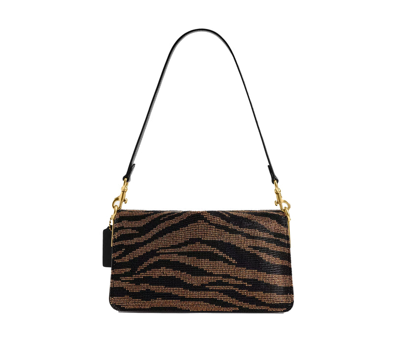 Coach Women's Tabby Shoulder Bag 26 With Beaded Tiger Brass/Black