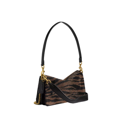 Coach Women's Tabby Shoulder Bag 26 With Beaded Tiger Brass/Black