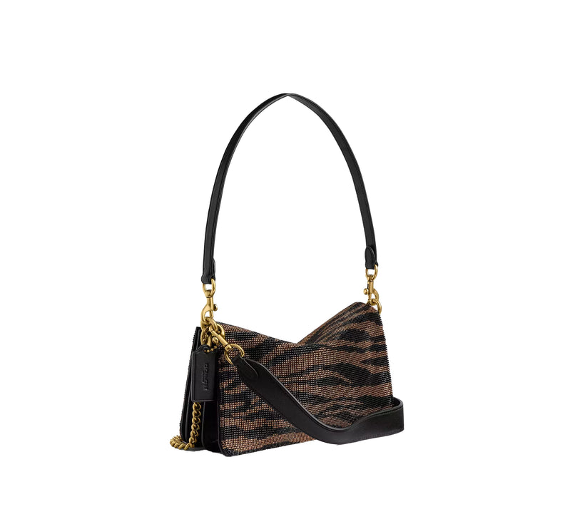 Coach Women's Tabby Shoulder Bag 26 With Beaded Tiger Brass/Black