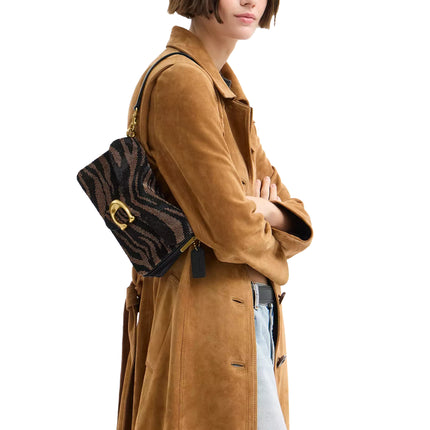 Coach Women's Tabby Shoulder Bag 26 With Beaded Tiger Brass/Black