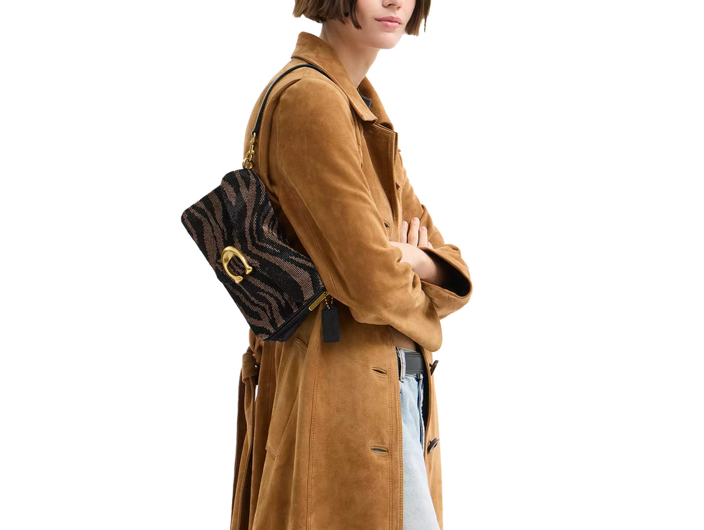 Coach Women's Tabby Shoulder Bag 26 With Beaded Tiger Brass/Black