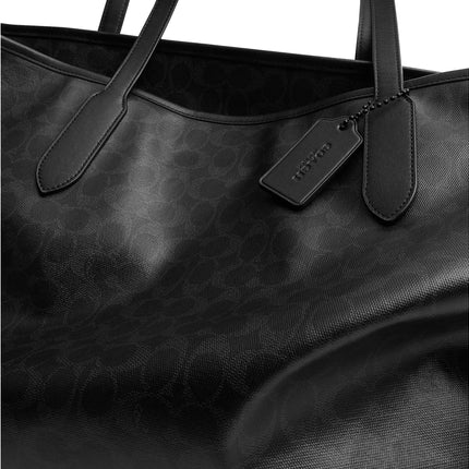 Coach Women's City Tote Bag 47 In Signature Cotton Matte Black/Black
