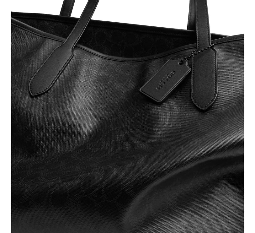 Coach Women's City Tote Bag 47 In Signature Cotton Matte Black/Black