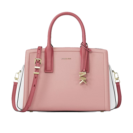 Michael Kors Women's Laila Medium Color-Block Pebbled Leather Satchel Bag Primrose Multi