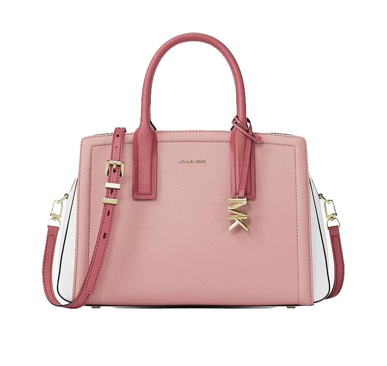 Michael Kors Women's Laila Medium Color-Block Pebbled Leather Satchel Bag Primrose Multi