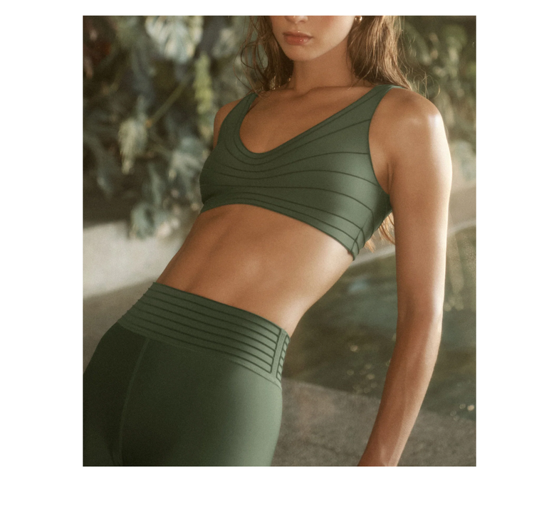 alo Women's Airlift Lotus Bra Bamboo Green