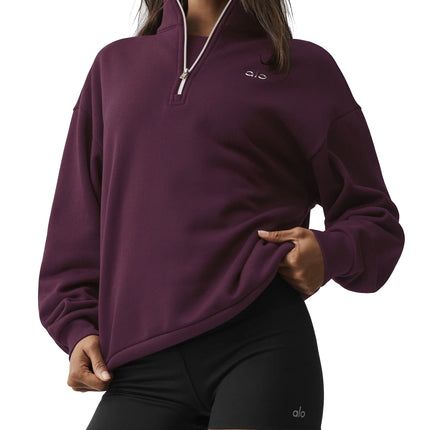 alo Women's Accolade 1/4 Zip Pullover Rich Bordeaux