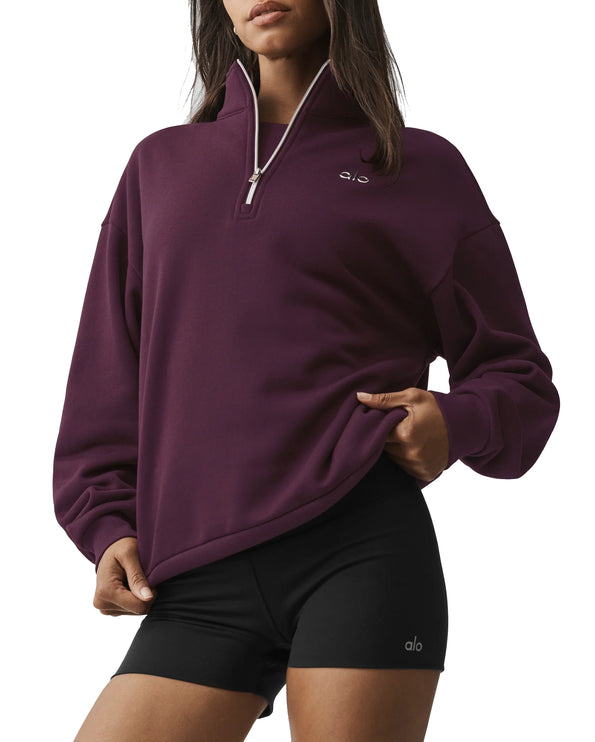 alo Women's Accolade 1/4 Zip Pullover Rich Bordeaux