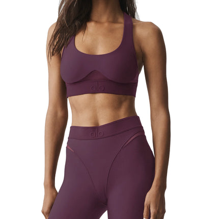 alo Women's Airlift Rebel Bra Rich Bordeaux